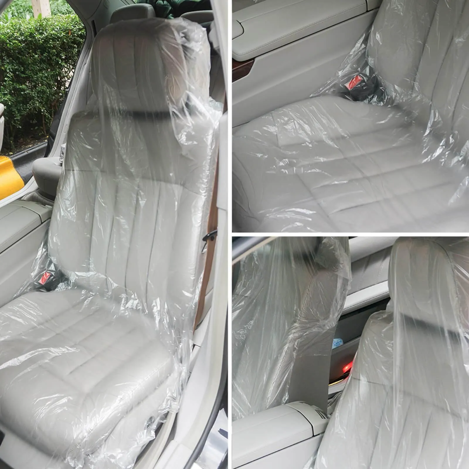 100pcs Disposable Plastic Car Seat Cover Universal Fit Protector