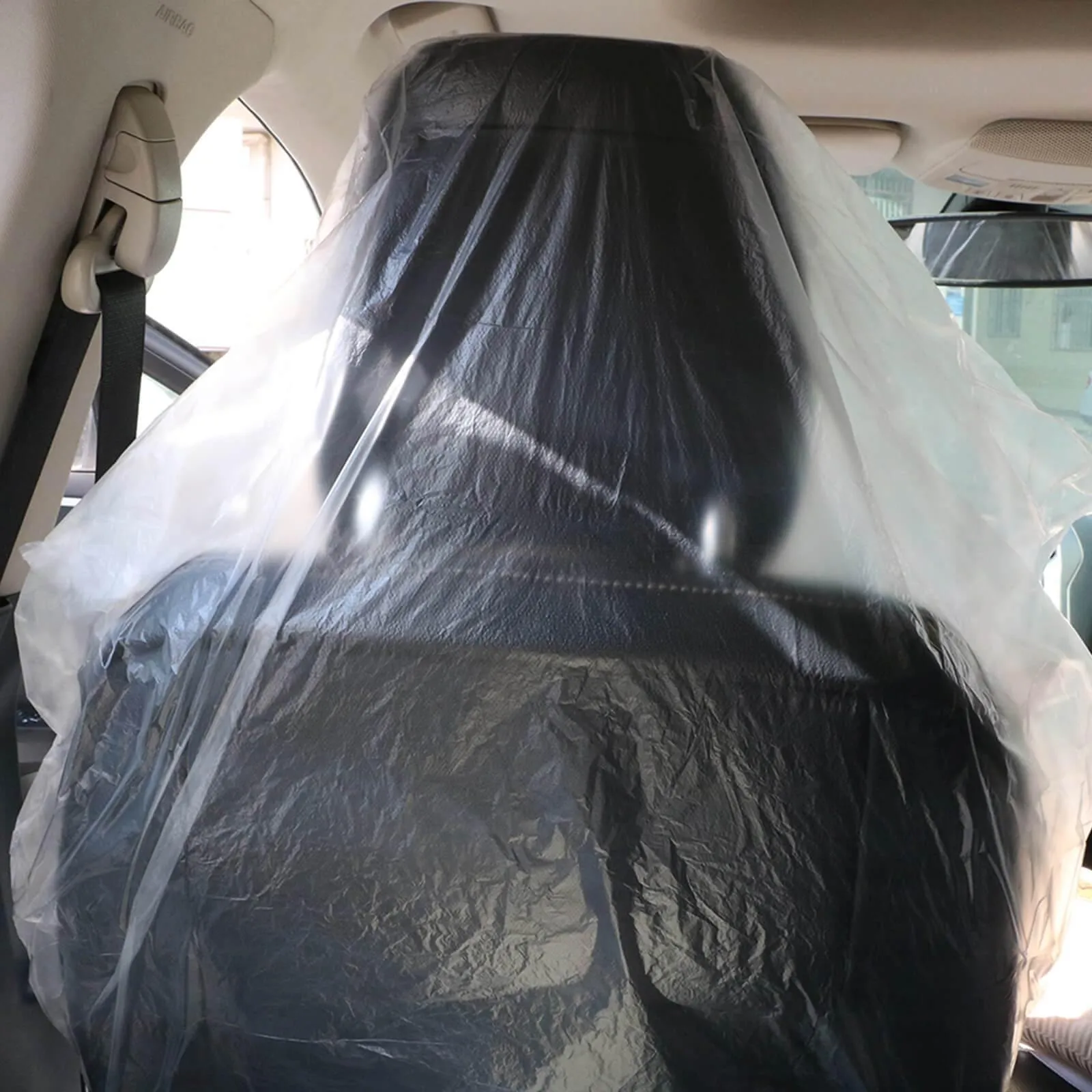 100pcs Disposable Plastic Car Seat Cover Universal Fit Protector