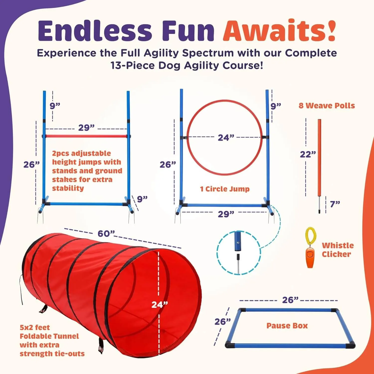 15 Piece Dog Agility Course Backyard Set
