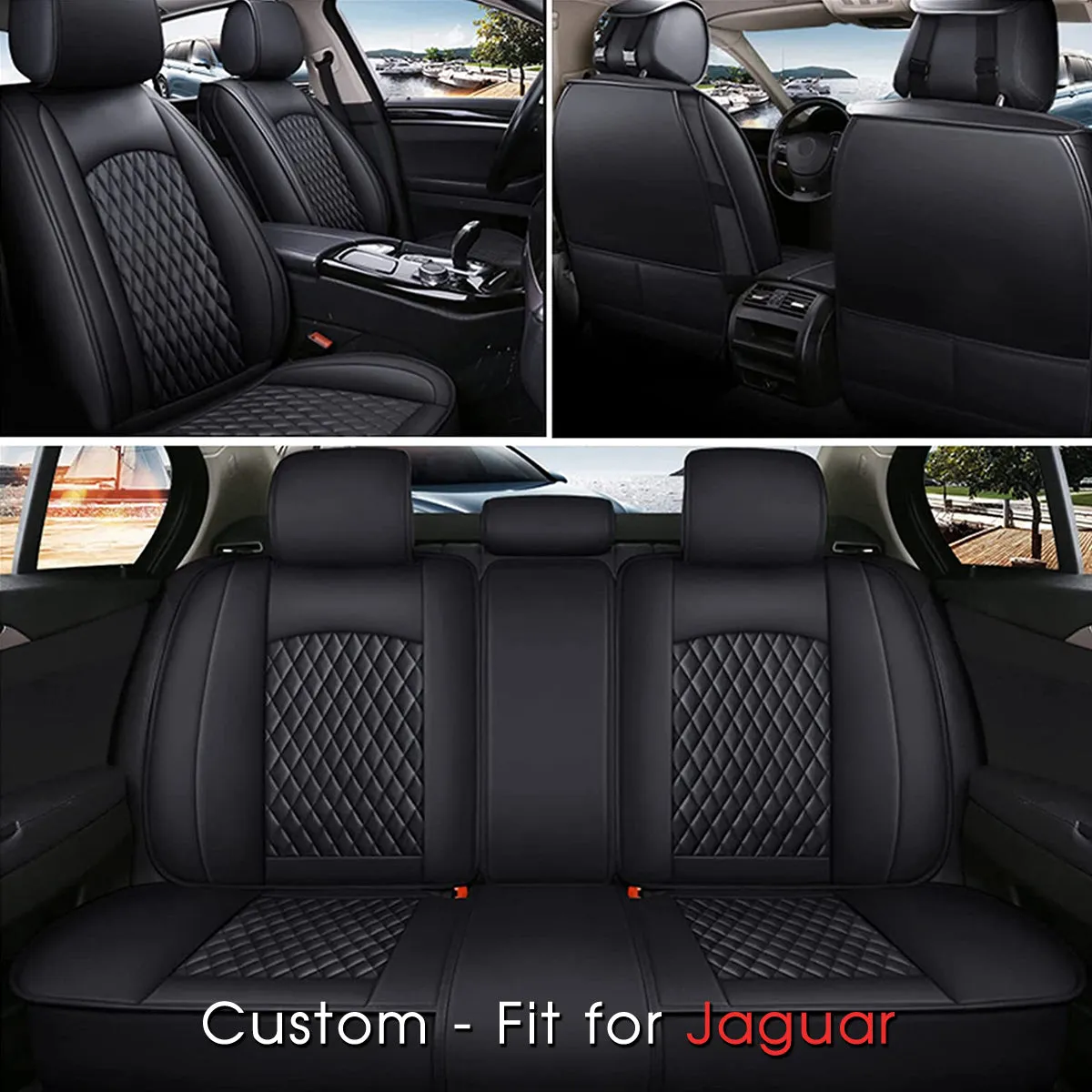 2 Car Seat Covers Full Set, Custom-Fit For Car, Waterproof Leather Front Rear Seat Automotive Protection Cushions, Car Accessories DLJG211