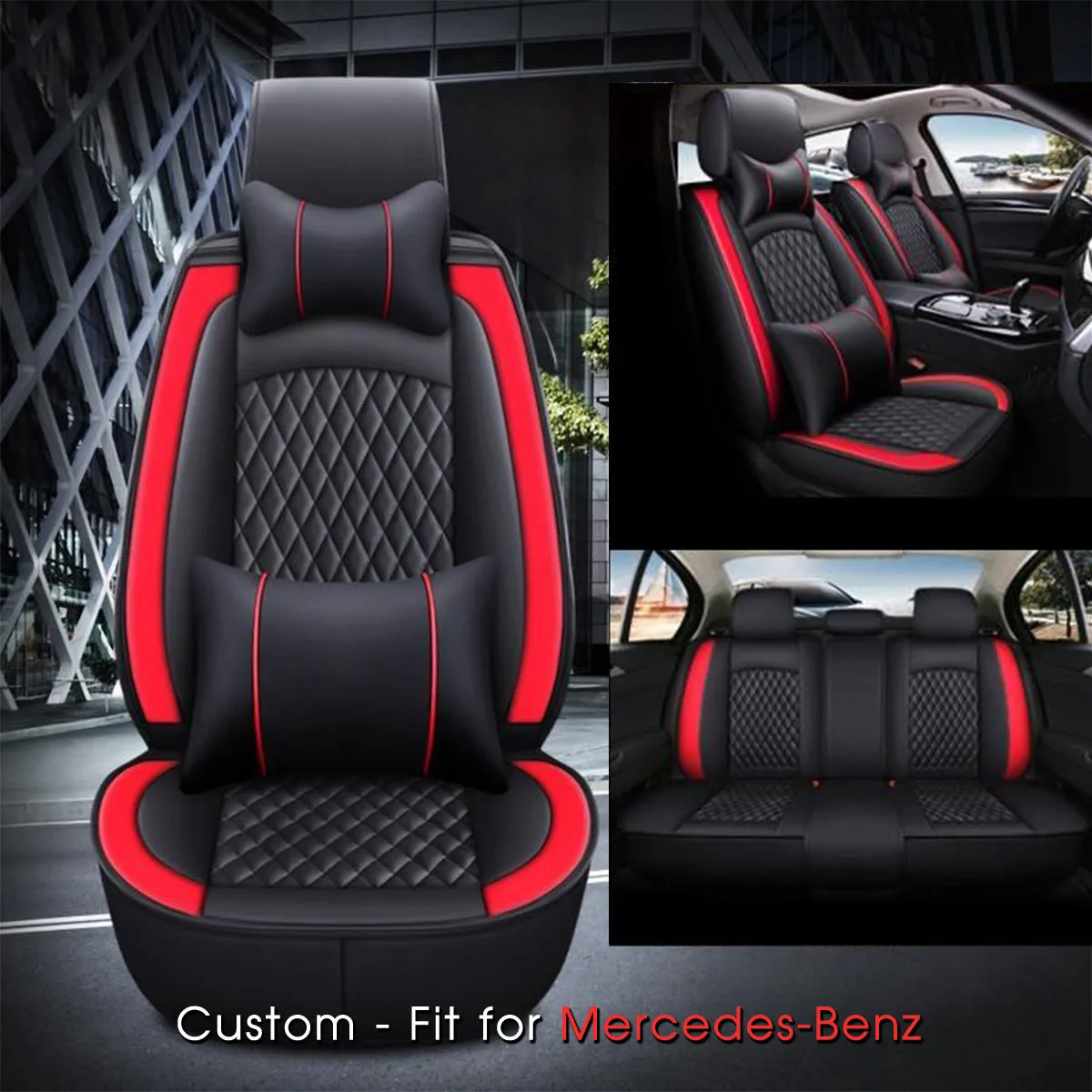 2 Car Seat Covers Full Set, Custom-Fit For Car, Waterproof Leather Front Rear Seat Automotive Protection Cushions, Car Accessories DLMB211