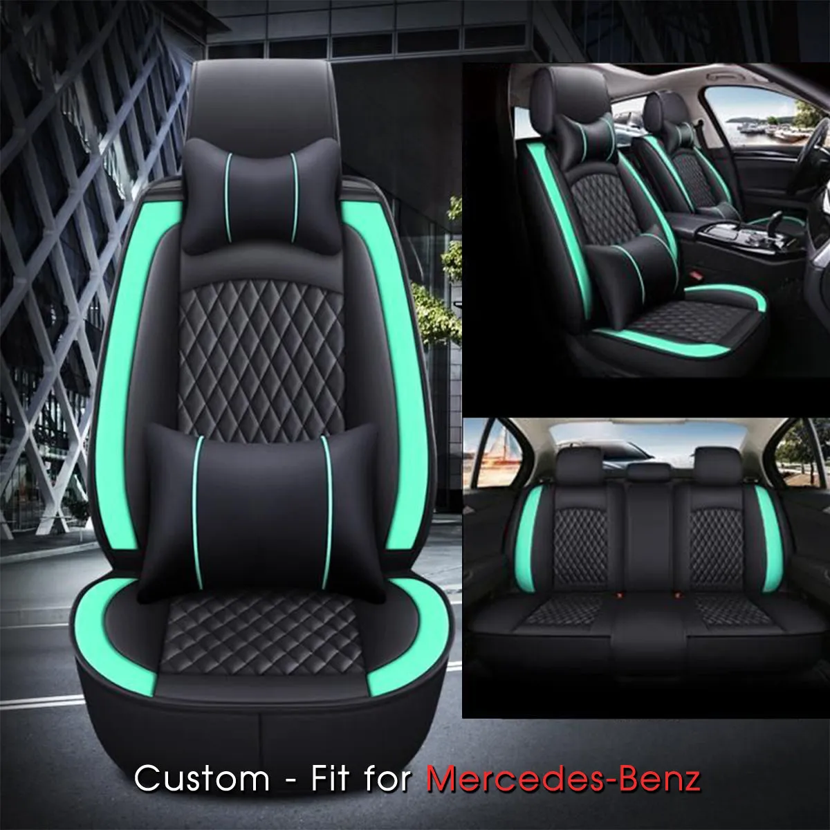 2 Car Seat Covers Full Set, Custom-Fit For Car, Waterproof Leather Front Rear Seat Automotive Protection Cushions, Car Accessories DLMB211