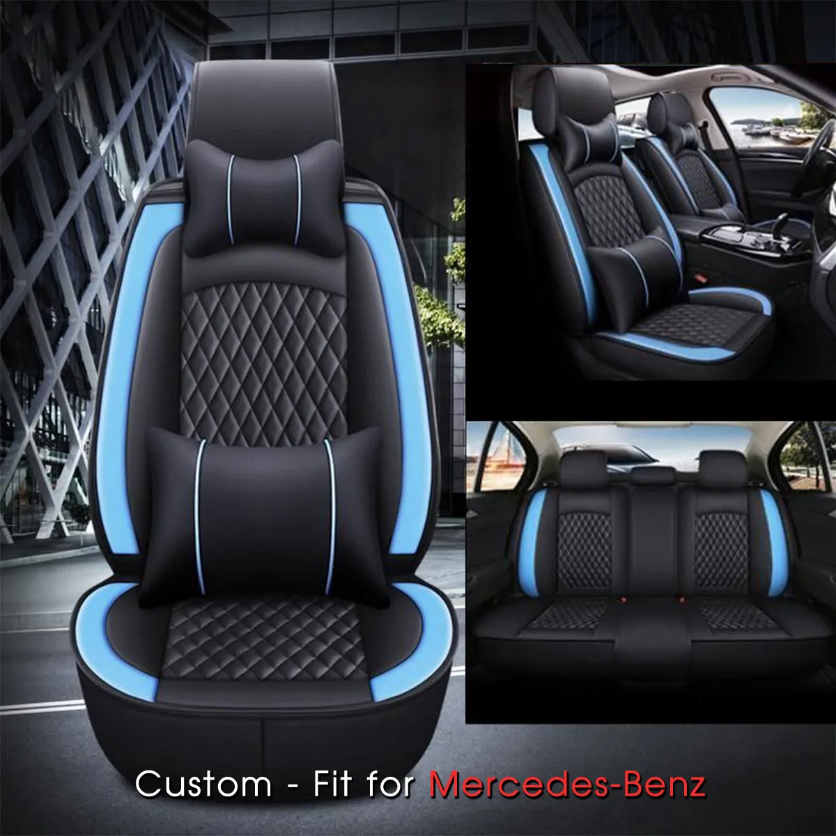 2 Car Seat Covers Full Set, Custom-Fit For Car, Waterproof Leather Front Rear Seat Automotive Protection Cushions, Car Accessories DLMB211