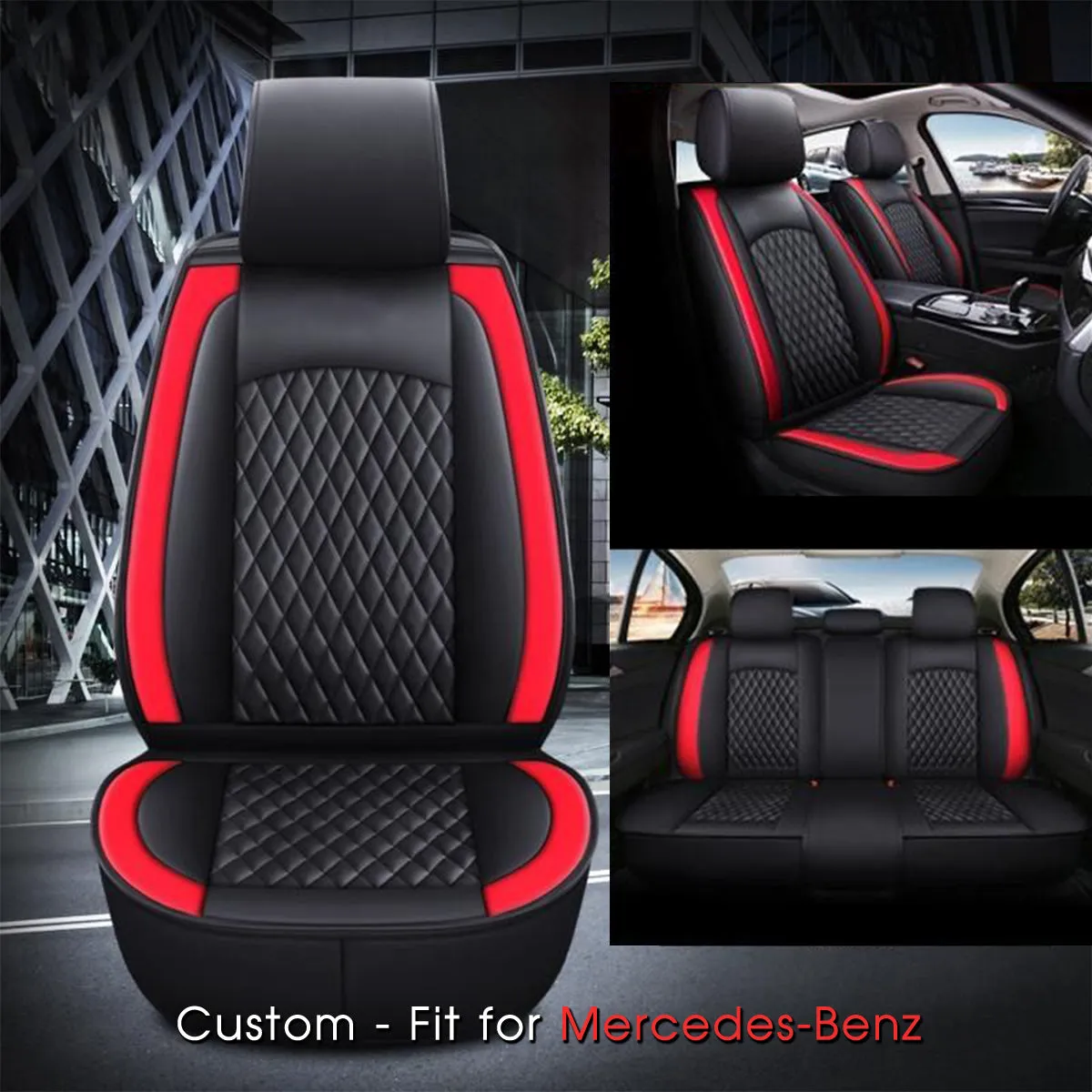 2 Car Seat Covers Full Set, Custom-Fit For Car, Waterproof Leather Front Rear Seat Automotive Protection Cushions, Car Accessories DLMB211