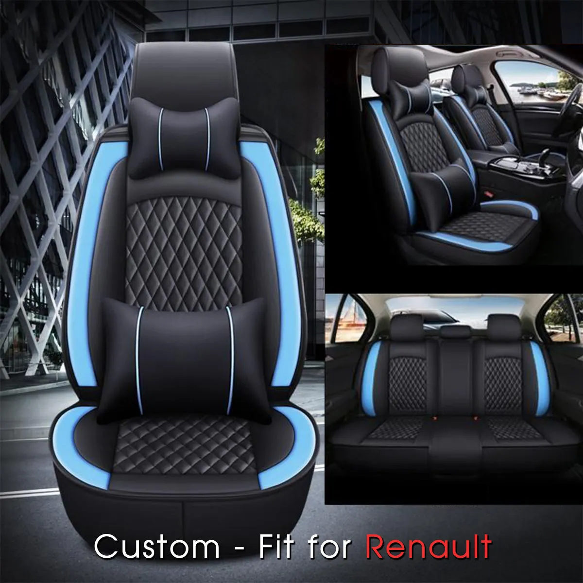 2 Car Seat Covers Full Set, Custom-Fit For Car, Waterproof Leather Front Rear Seat Automotive Protection Cushions, Car Accessories DLSA2111
