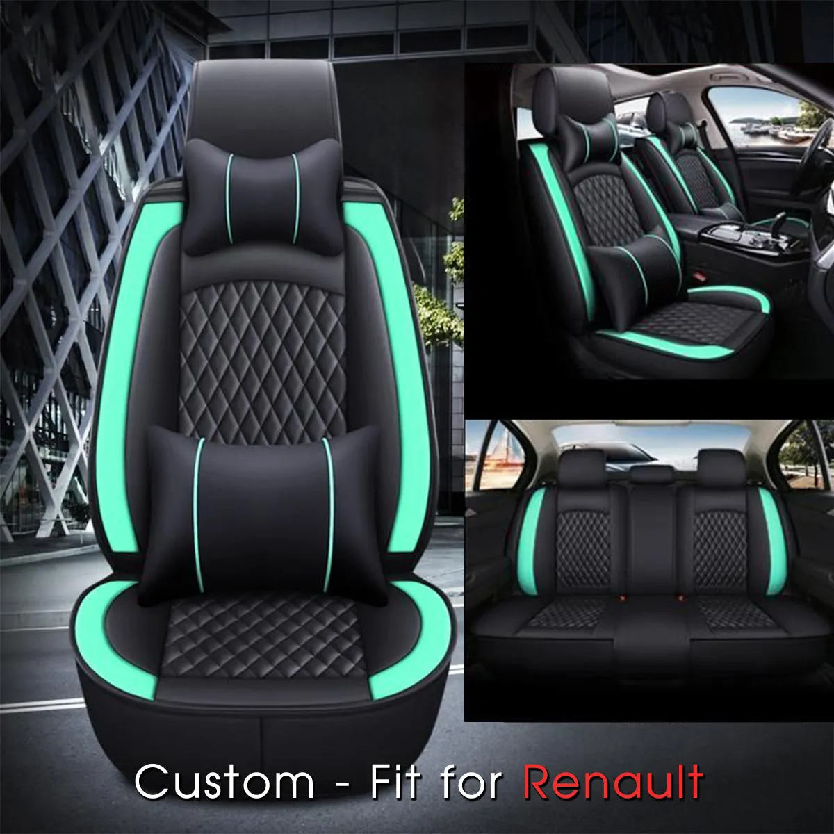 2 Car Seat Covers Full Set, Custom-Fit For Car, Waterproof Leather Front Rear Seat Automotive Protection Cushions, Car Accessories DLSA2111