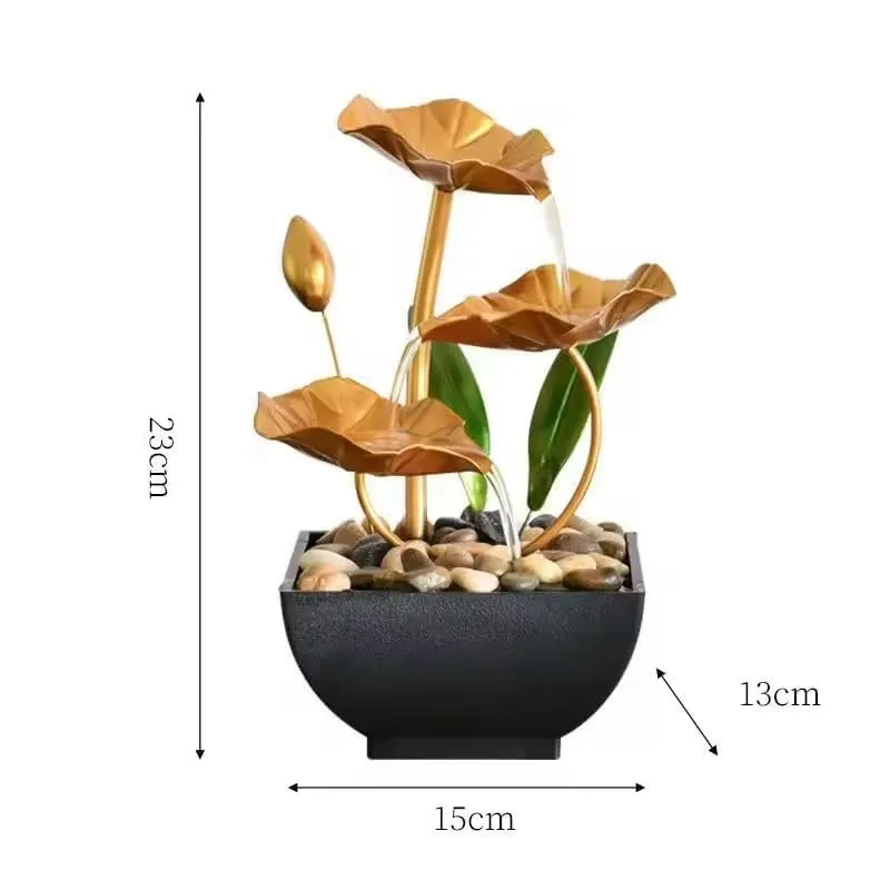 4MYL Metal Tabletop Water Fountain, Home Decor Ornaments with Waterfall Desktop Leaf Fountains, Deep Basin & Natural River Rocks Indoor Zen Relaxation for Office, Living Room, Bedroom Decor for Gift