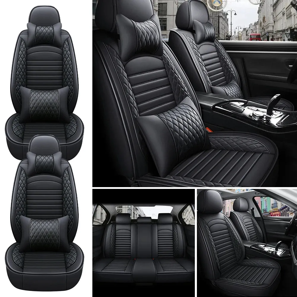 5-Seater PU Leather Car Seat Covers – Full Set Front & Rear Cushion with Anti-Scratch Protection (SP2)