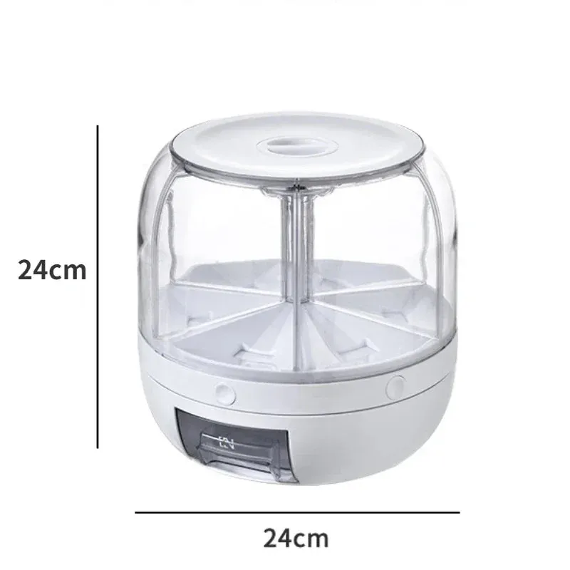 6KG Rotatable 360 Degree Rice Dispenser Sealed Dry Grain Bucket Dispenser Moisture-proof Kitchen Food Container Storage Box