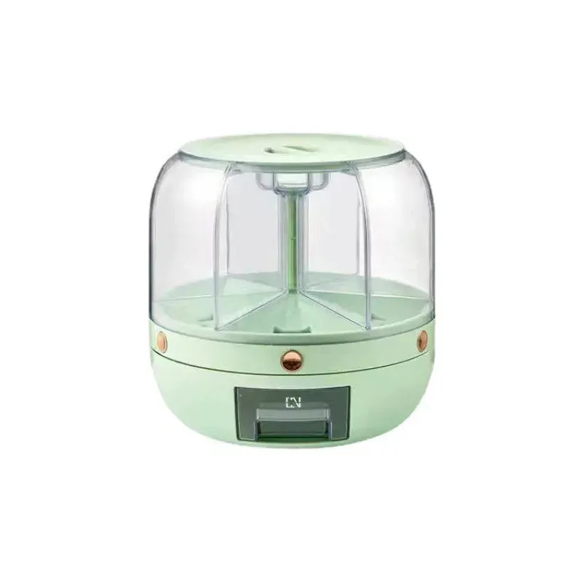 6KG Rotatable 360 Degree Rice Dispenser Sealed Dry Grain Bucket Dispenser Moisture-proof Kitchen Food Container Storage Box