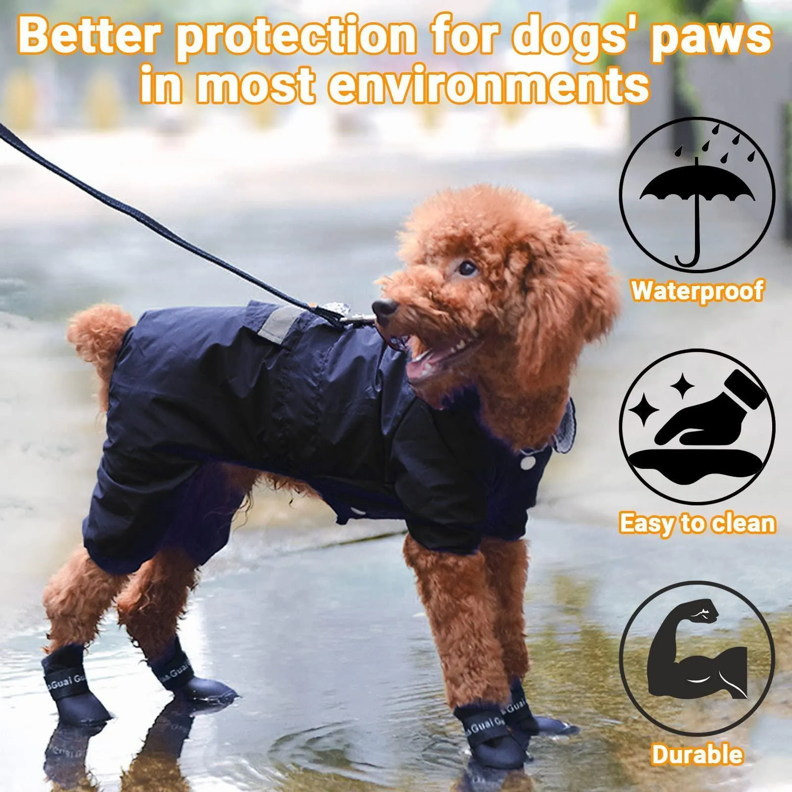 Anti-Slip Waterproof Rubber Pet Rain Shoes Boot