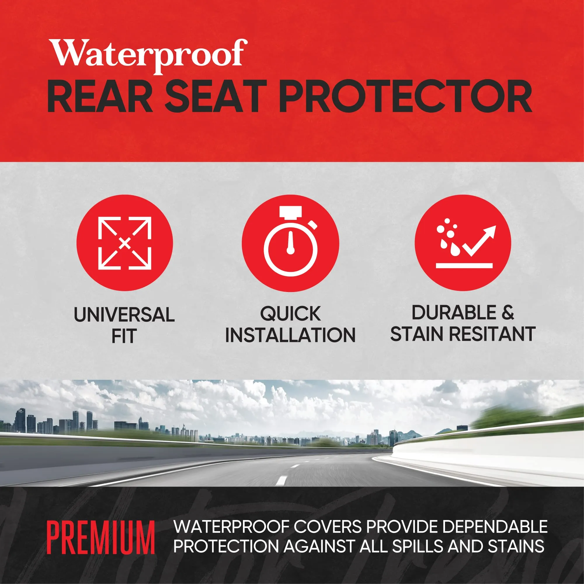 BDK Auto MTSC-268-BG: Waterproof Bench Rear Seat Protector, Beige Stitching