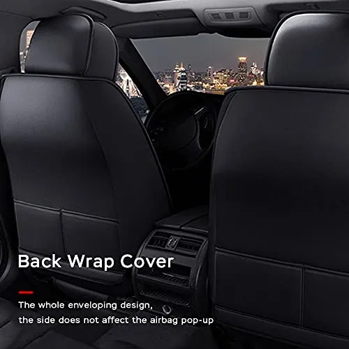 Car Seat Cover Fit for Audi Q2 Q3 Q5 Q7 TT R8 RS e-tron Faux Leather Front Rear 5-seat Covers Non-Slip Waterproof Deluxe Edition (Balck-Red)