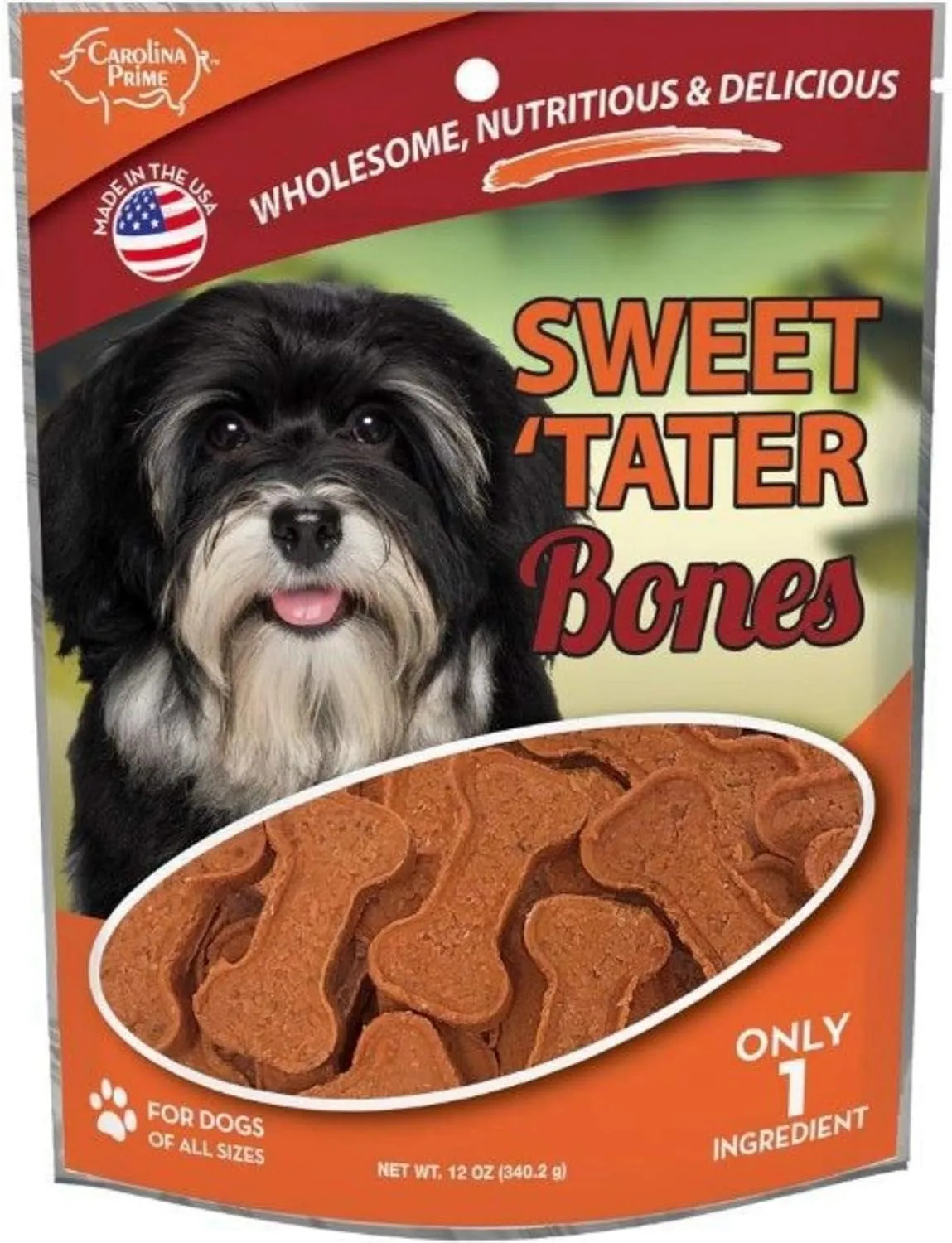 Carolina Prime Pet 45281 Sweet Tater Bone Treat For Dogs ( 1 Pouch), One Size, Packaging may vary