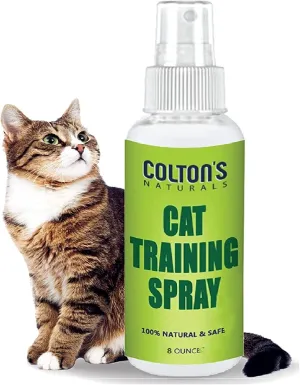Colton's Naturals Cat & Kitten Training Spray Aid 3 in 1 w/Bitter - Cat Repellent Spray for Outdoor and Indoor USE- Furniture Protector- Anti Scratch- Make Boundaries - Cat Spray USA Made (8 OZ)