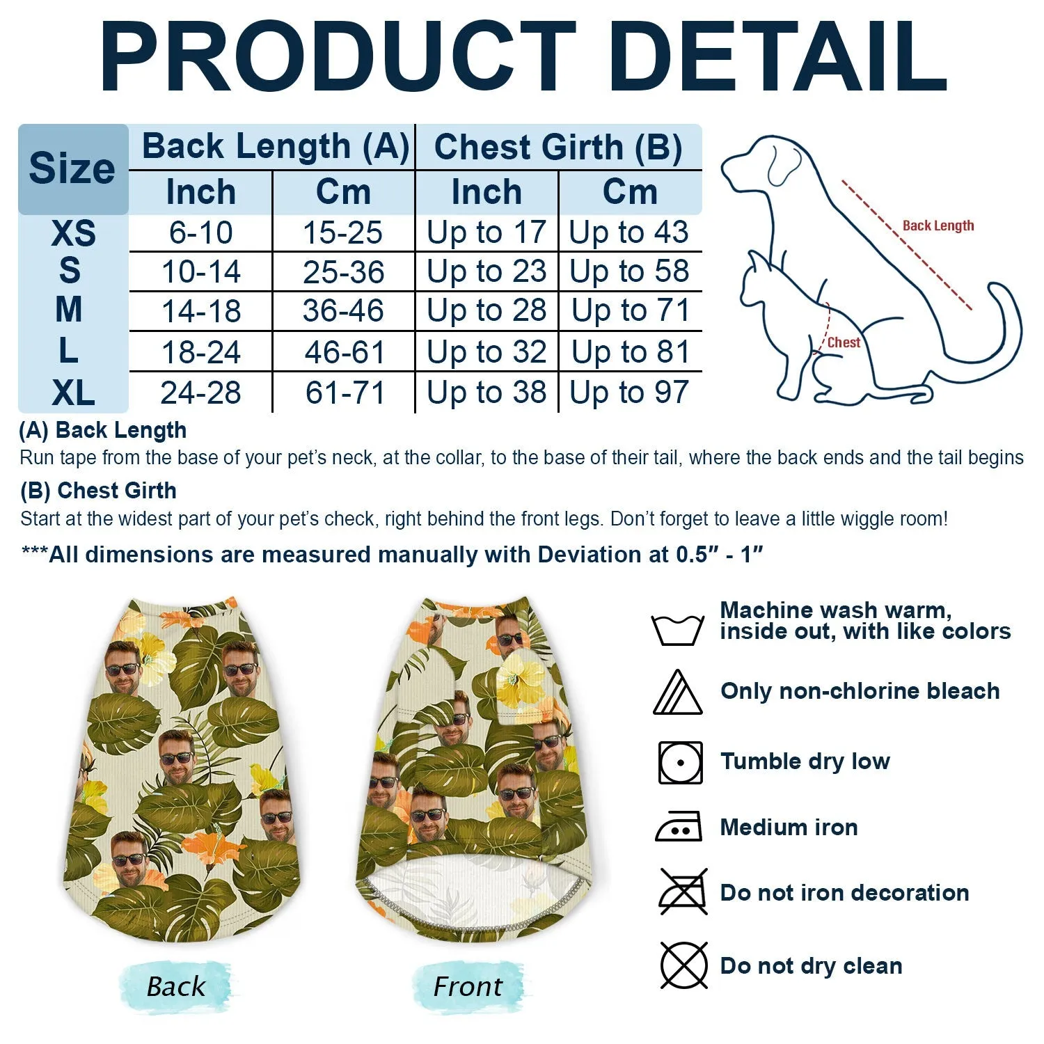 Custom Photo Funny Family Pet Dad Face - Tropical Style - Personalized Pet Shirt
