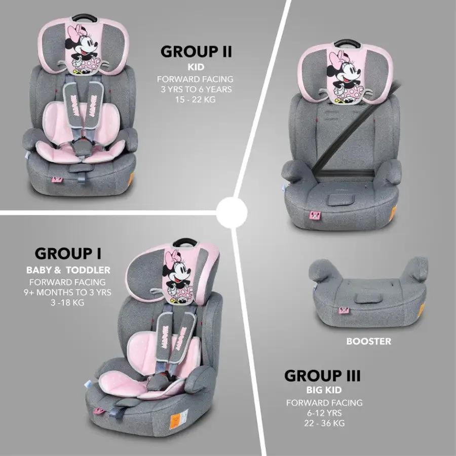 Disney Minnie Mouse Baby/Kids 3-in-1 Car Seat    Booster Seat (Group 1/2/3)
