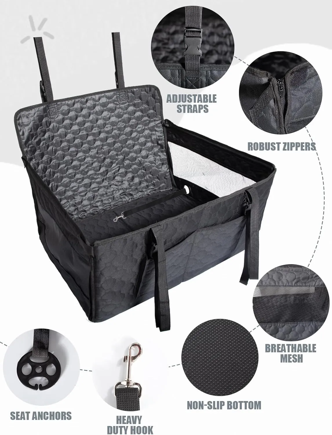 Dog Car Seat for Large Dogs,Waterproof Fabric with Breathable Mesh&Adjustable Dog Seat Belt for Car,Dog Bed for Back Seat Up to 40 LB-Medium