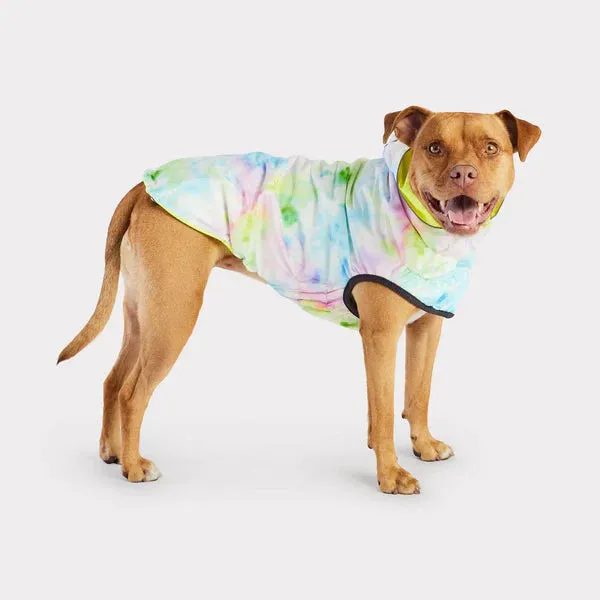 Dog Rain Coat - Reversible Yellow and Tie-Dye