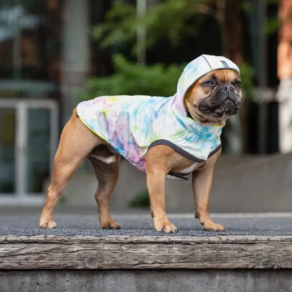 Dog Rain Coat - Reversible Yellow and Tie-Dye