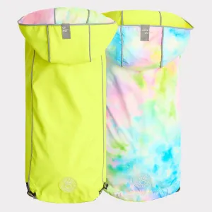 Dog Rain Coat - Reversible Yellow and Tie-Dye