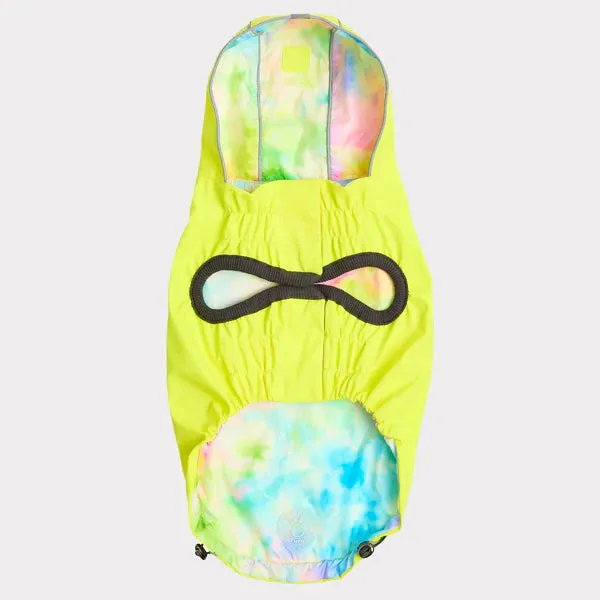 Dog Rain Coat - Reversible Yellow and Tie-Dye