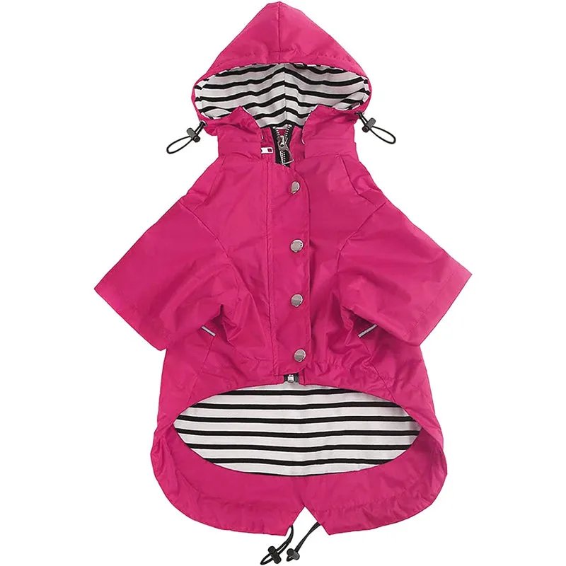 Dog Zip Up Dog Raincoat With Reflective Buttons
