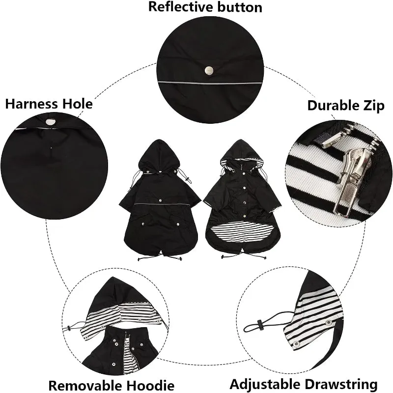 Dog Zip Up Dog Raincoat With Reflective Buttons