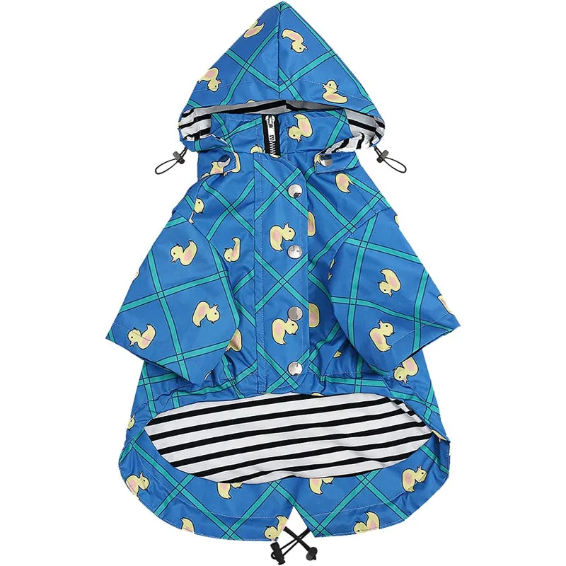 Dog Zip Up Dog Raincoat With Reflective Buttons