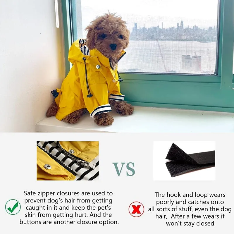 Dog Zip Up Dog Raincoat With Reflective Buttons