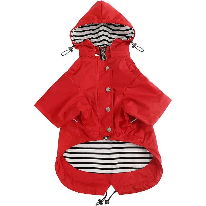 Dog Zip Up Dog Raincoat With Reflective Buttons