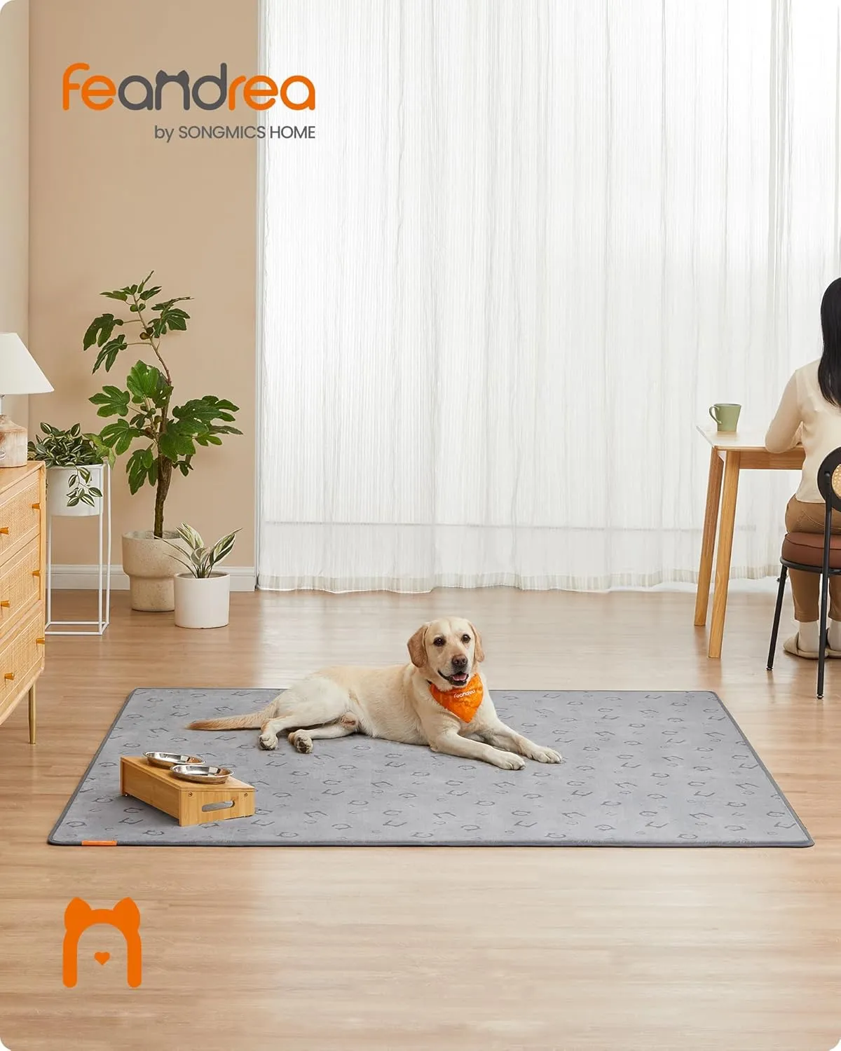 Feandrea Washable Pee Pads for Dogs, 2 Pack, Reusable Dog Pads, 72 x 72 Inches, XXL, Waterproof Pet Training Pads, Leakproof, Non-Slip, Super Absorbent, for Dogs, Cats, Rabbits, Dove Gray UPTD005G01