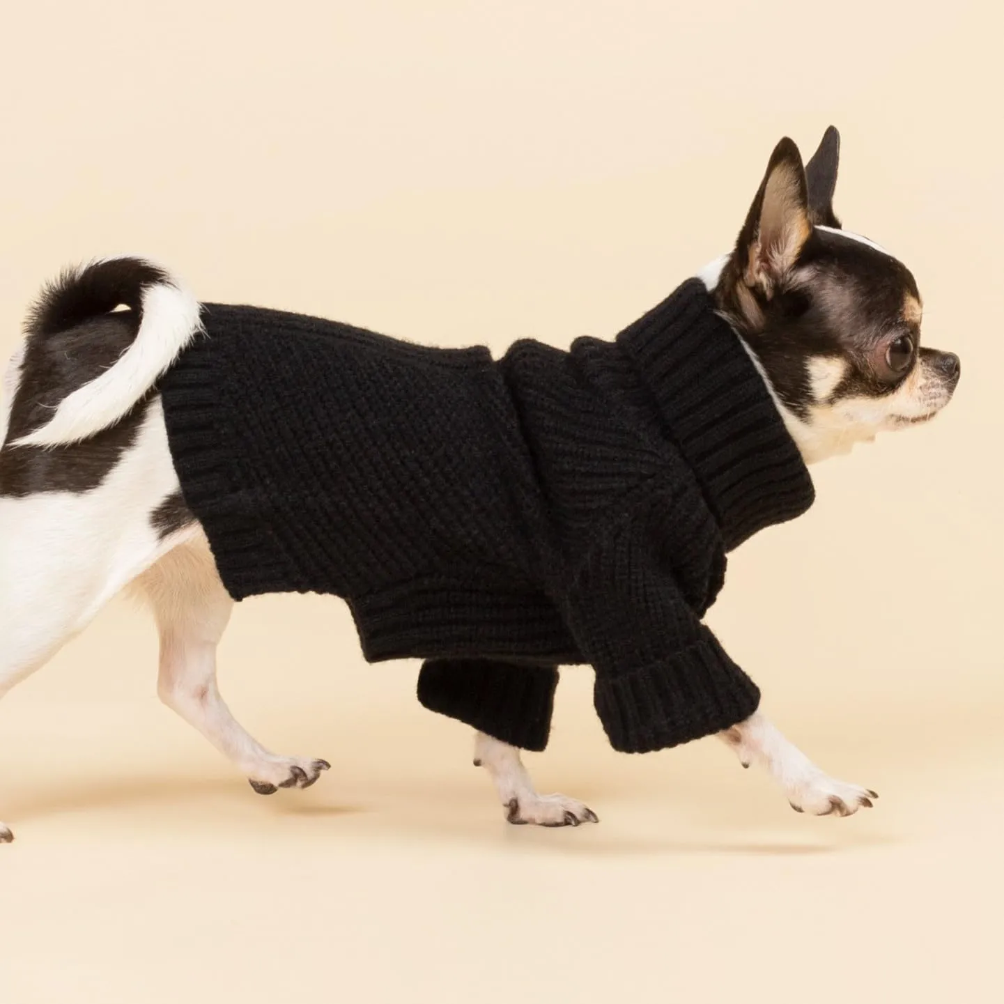 Fitwarm Dog Turtleneck Sweater, Thermal Knitted Pet Coat, Dog Winter Clothes for Small Dogs, French Bulldog Apparel, Black, Large