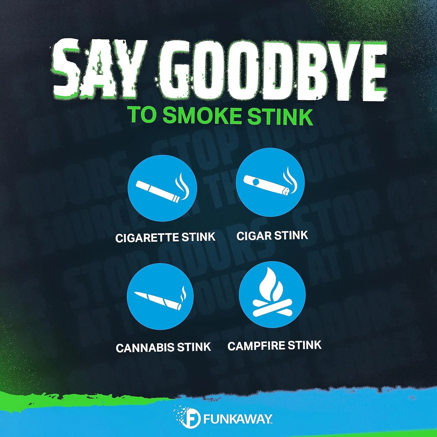 FunkAway Smoke Odor Eliminator Spray for Air, 3.4 oz., Eliminates Extreme Cigarette, Cigar and Campfire Smoke Odors, Instantly Refresh Smoky Air