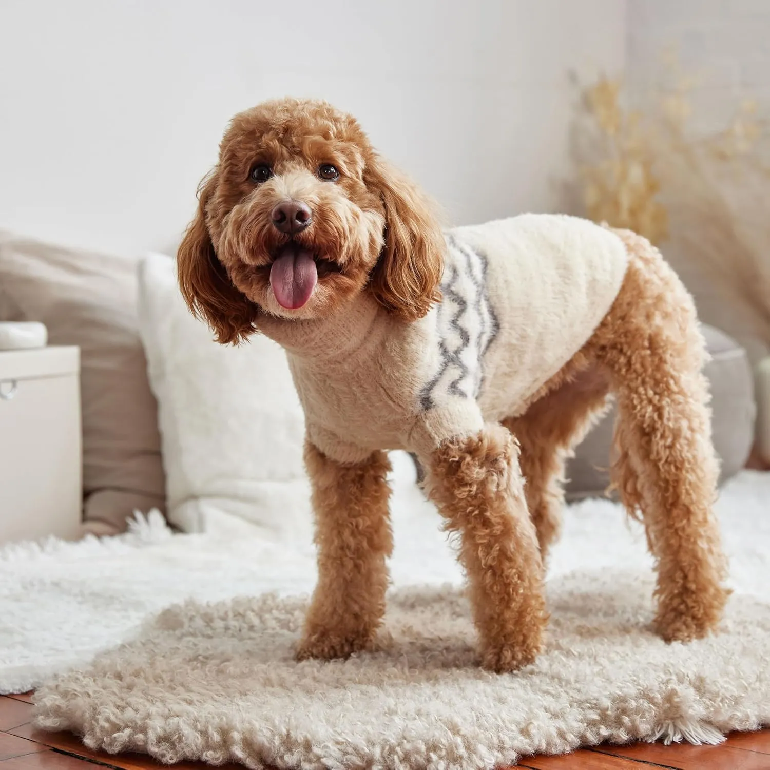 Fuzzy Dog Sweater | Sand X-Large