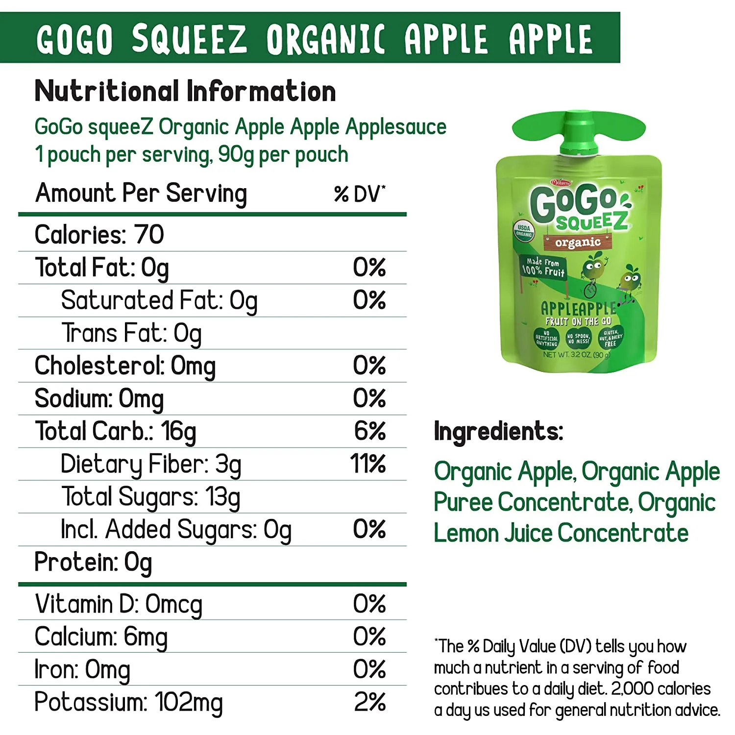 GoGo Squeez Apple Apple Organic Applesauce