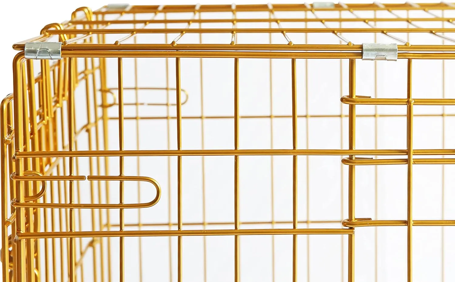 HOMEY PET 24" Gold Color Folding Design Dog Crate Puppy Ertra Small Breed Dog Kennels with Removable Floor Grid and Pull Out Tray, Dog Cage Copper Gold Finish