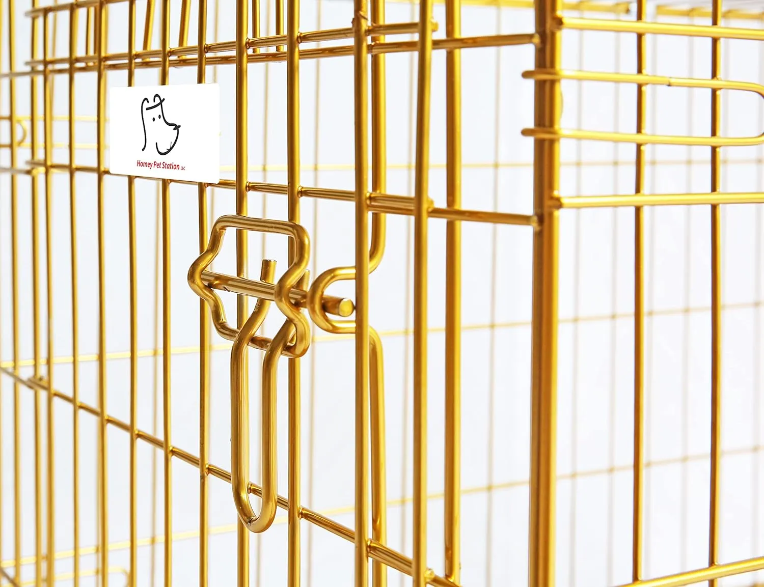 HOMEY PET 24" Gold Color Folding Design Dog Crate Puppy Ertra Small Breed Dog Kennels with Removable Floor Grid and Pull Out Tray, Dog Cage Copper Gold Finish
