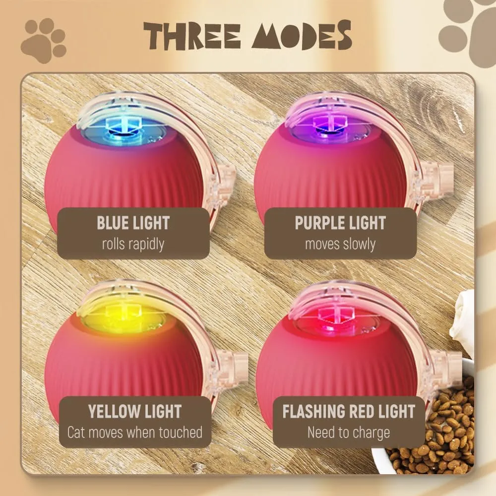 Interactive Rolling Ball, 2025 Upgraded Version - Automatic Dog & Cat Toy, 360 Intelligent Rolling Ball (Red)