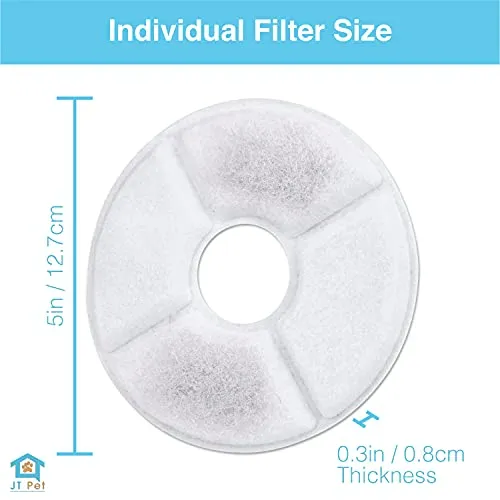 JT PET Dog and Cat Automatic Fountain Water Bowl Replacement Filters Pack of 6