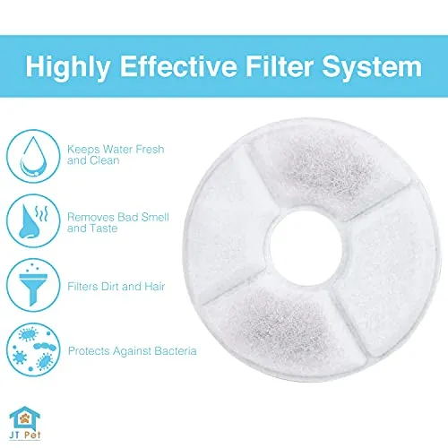 JT PET Dog and Cat Automatic Fountain Water Bowl Replacement Filters Pack of 6