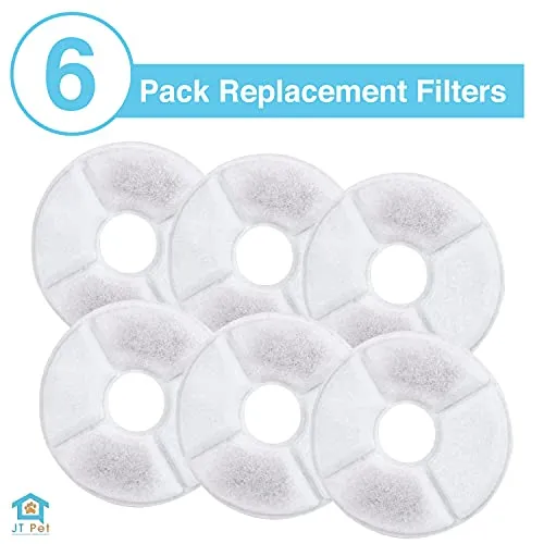 JT PET Dog and Cat Automatic Fountain Water Bowl Replacement Filters Pack of 6