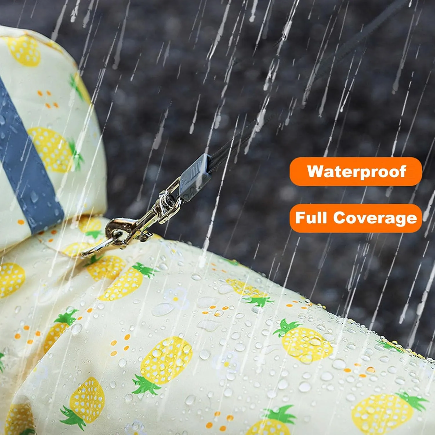 Junchl Small Dog Raincoat Rainboots with D-Ring, Full Coverage Dog Rain Jacket Slicker Poncho, Waterproof Dog Rain Jacket with Reflective Strip, Rainboot, Tail Cover Strawberry S