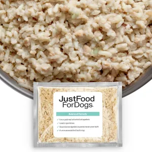 JustFoodForDogs Frozen Fresh Dog Food for Sensitive Stomachs, Complete Meal or Dog Food Topper, Balanced Remedy Human Grade Dog Food, 18 oz (Pack of 21)