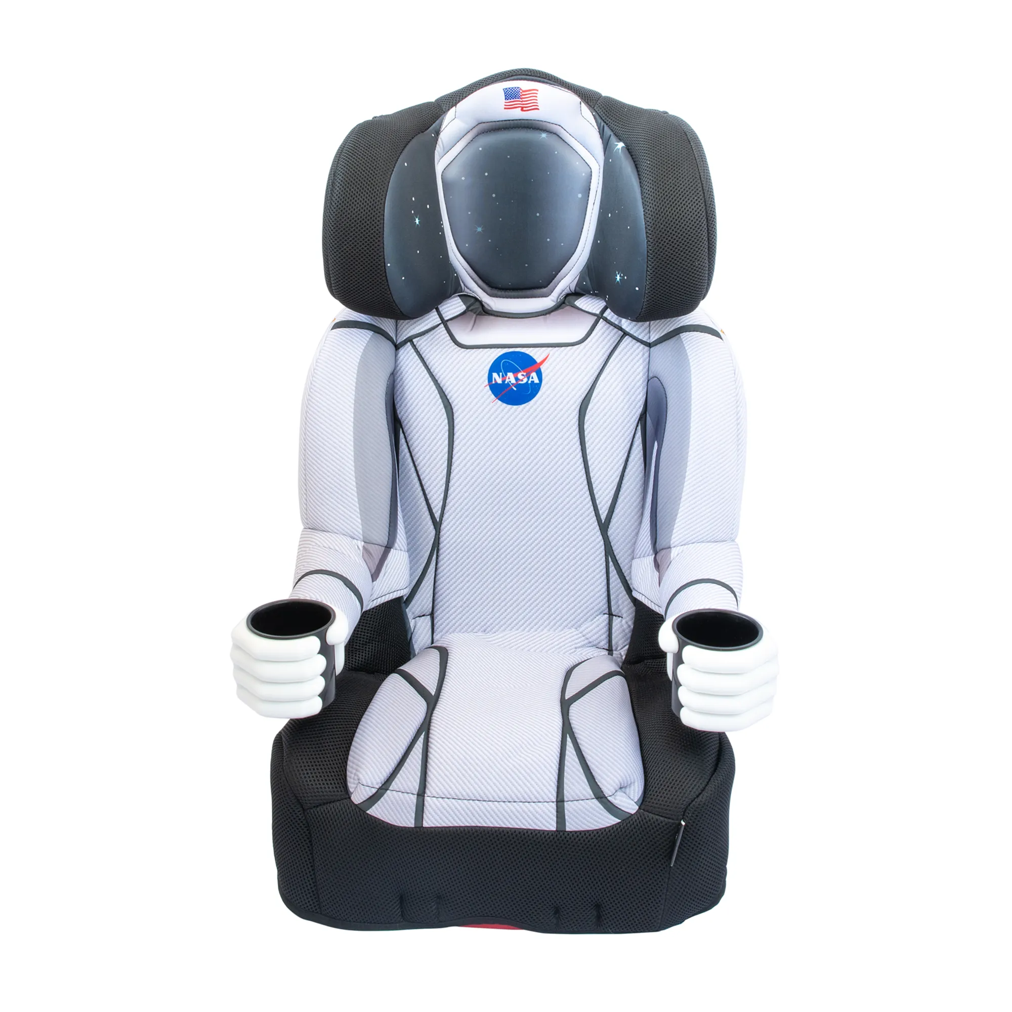 KidsEmbrace NASA Astronaut High Back Booster Car Seat (NO HARNESS - NO LATCH) For Children weighing 40-100lbs - Grey Blanket Included
