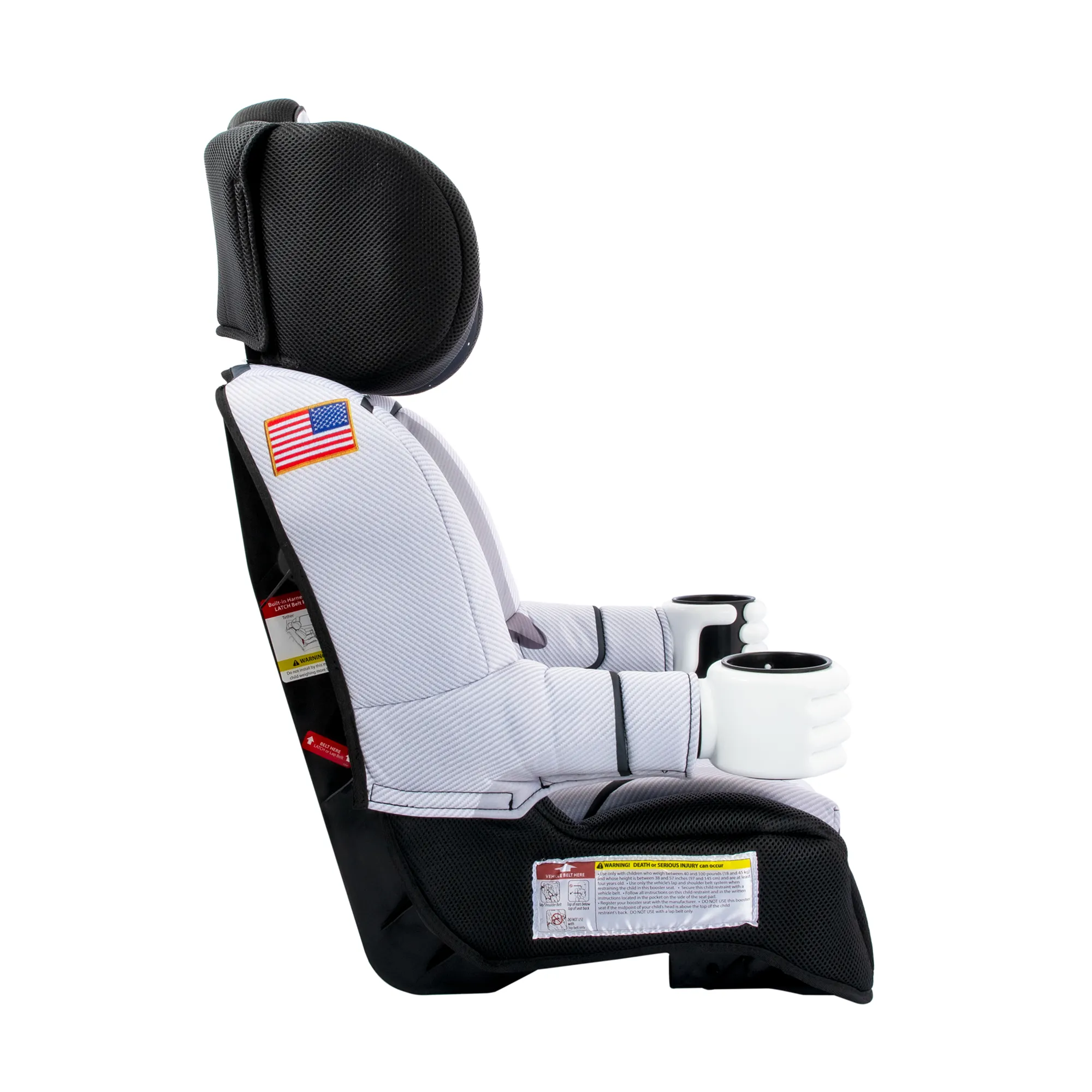 KidsEmbrace NASA Astronaut High Back Booster Car Seat (NO HARNESS - NO LATCH) For Children weighing 40-100lbs - Grey Blanket Included
