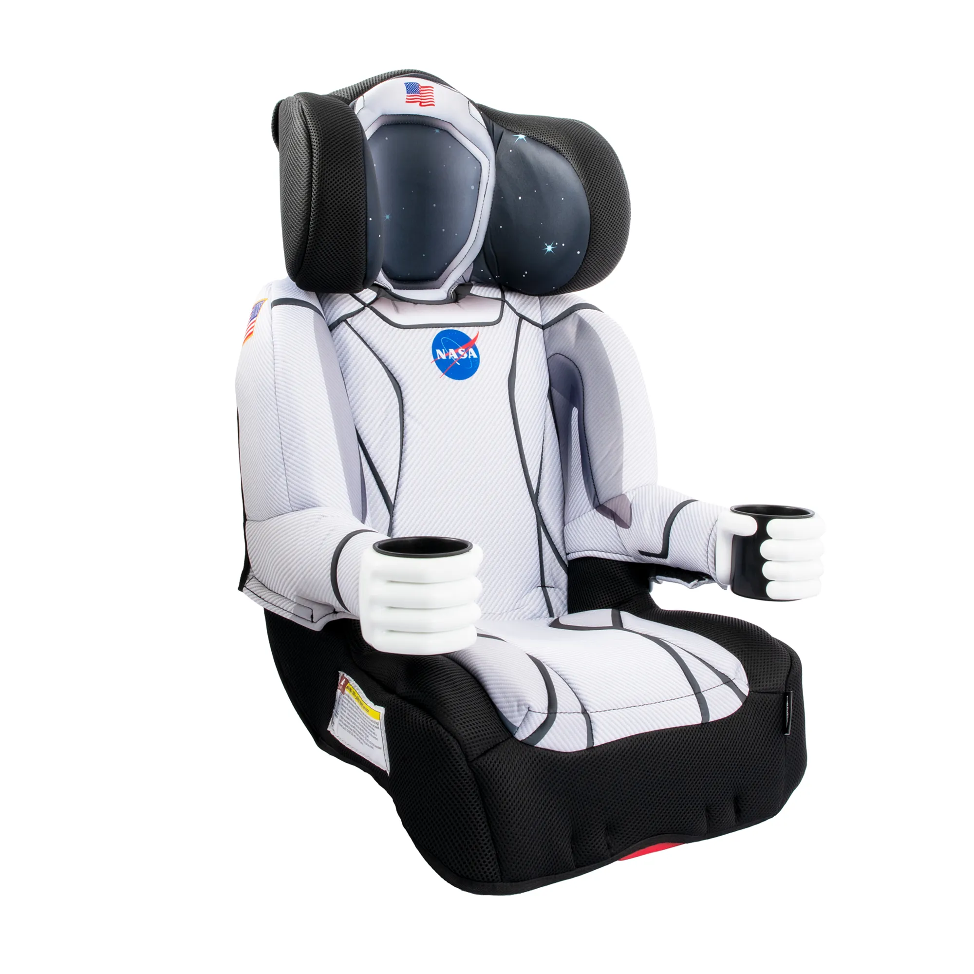 KidsEmbrace NASA Astronaut High Back Booster Car Seat (NO HARNESS - NO LATCH) For Children weighing 40-100lbs - Grey Blanket Included