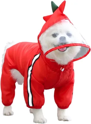 MANON ROSA Dog Raincoat Waterproof & Quick-Drying Puppy Rain Coat with Hood and Leash Hole Cute Hooded Rain Poncho Gear Clothes for Small Medium Large Dogs (Dinosaur,Small)