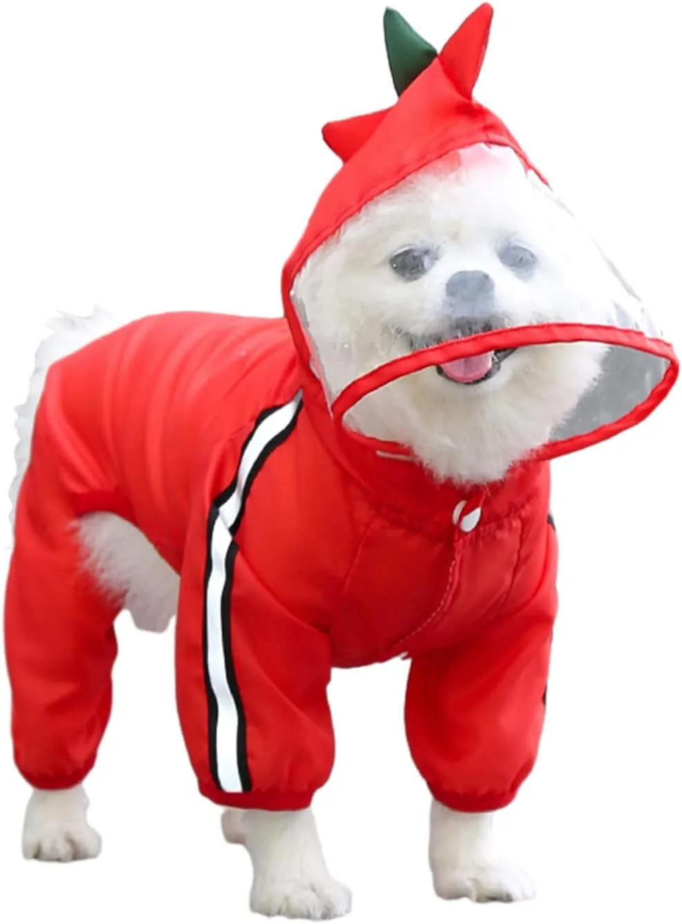 MANON ROSA Dog Raincoat Waterproof & Quick-Drying Puppy Rain Coat with Hood and Leash Hole Cute Hooded Rain Poncho Gear Clothes for Small Medium Large Dogs (Dinosaur,Small)