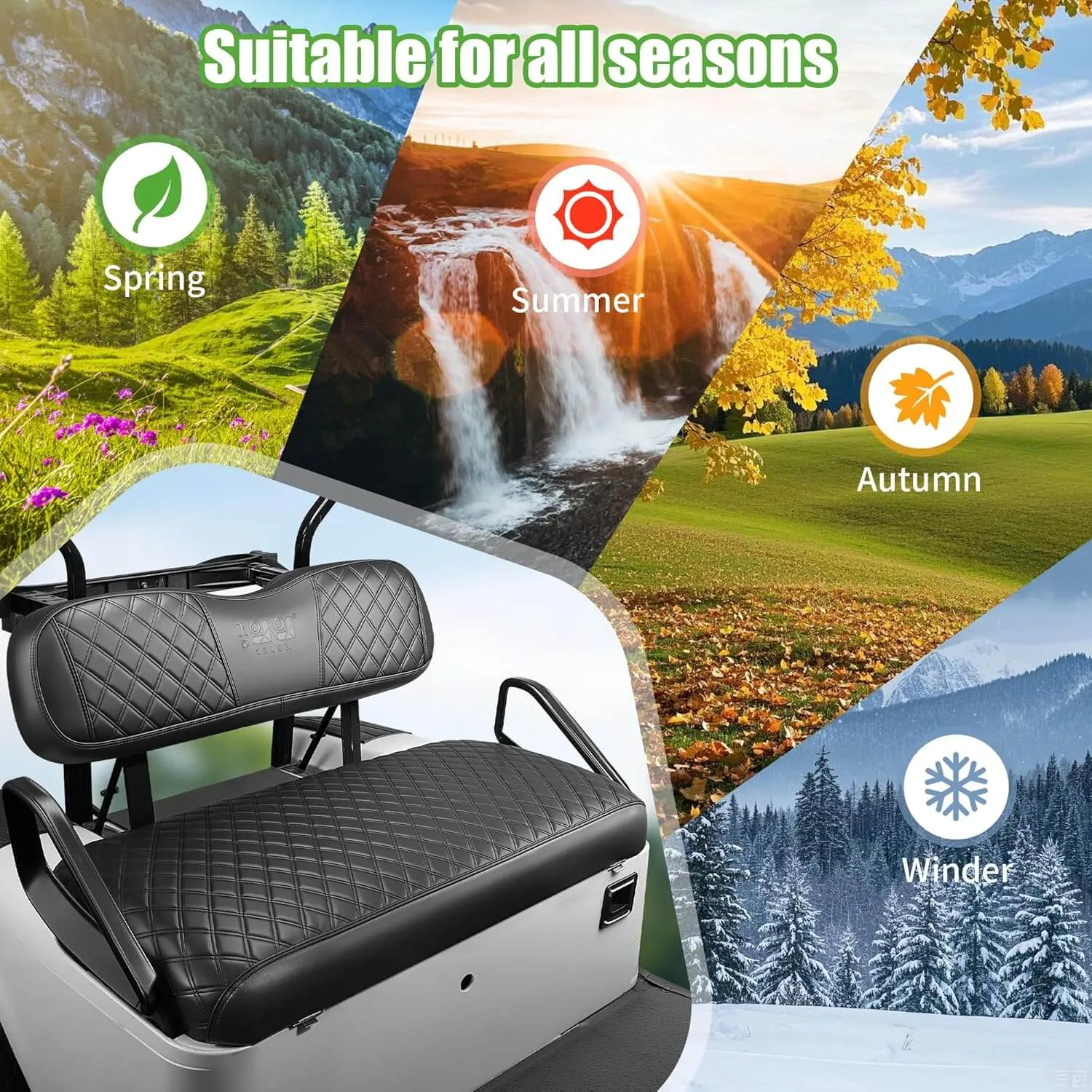 Memory Foam Waterproof Leather Golf Cart Seat Cover for EZGO TXT Club Car Precedent - 10L0L